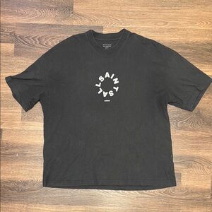 All Saints Black Short Sleeve Tee with Circular Graphic